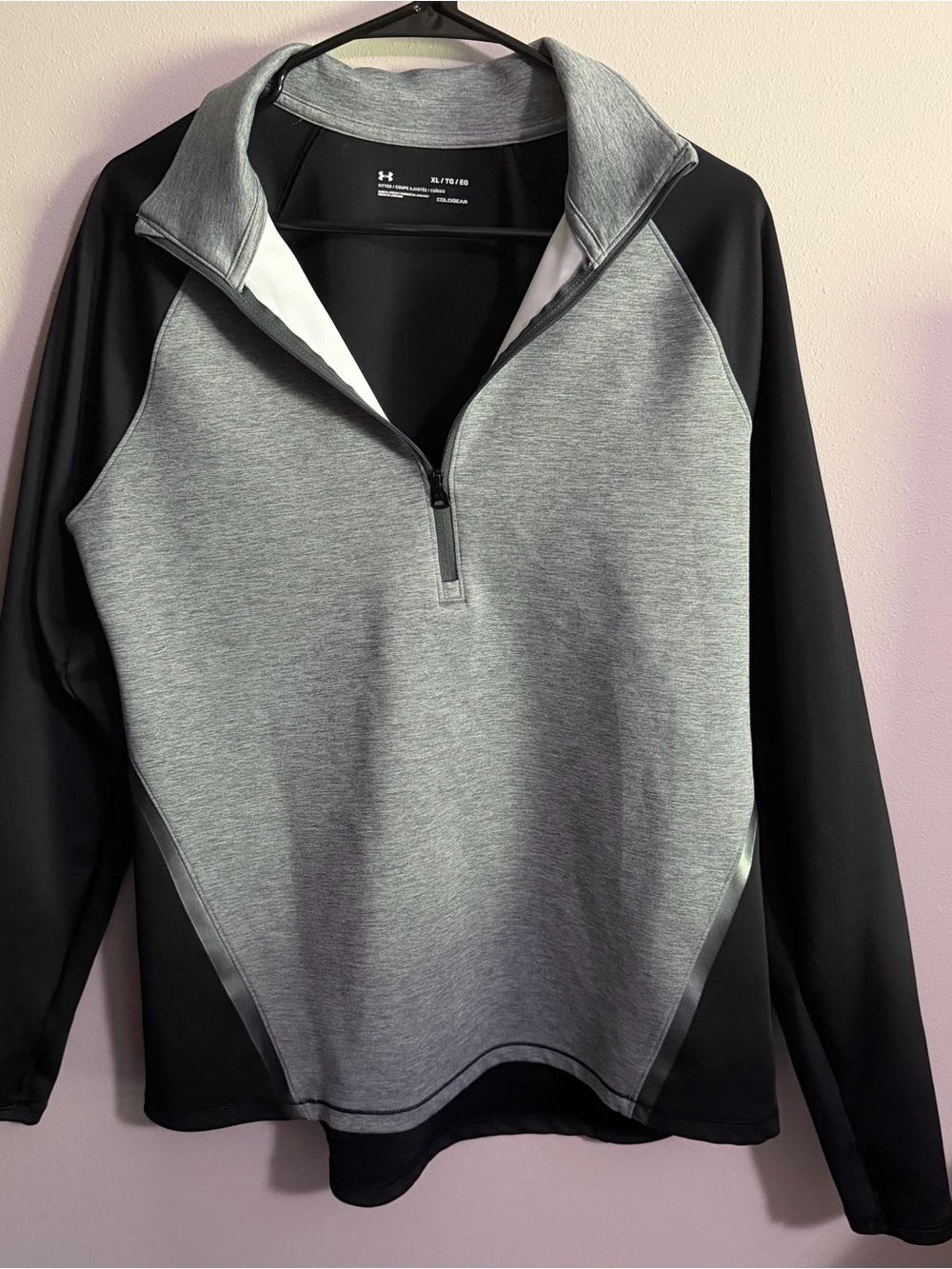 Under Armour ColdGear Women’s 1/4 Zip Pullover Jacket Gray Black Size XL